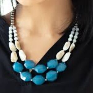 Necklace ~ Seacoast Sunset - Blue Two Liers Boho Look